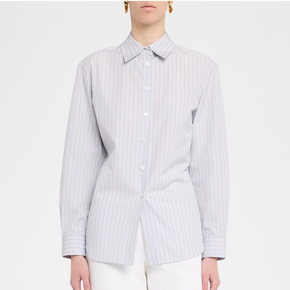 Lafayette 148 New York Premium Tailored Italian Poplin Blouse, BNWT, Retail $798